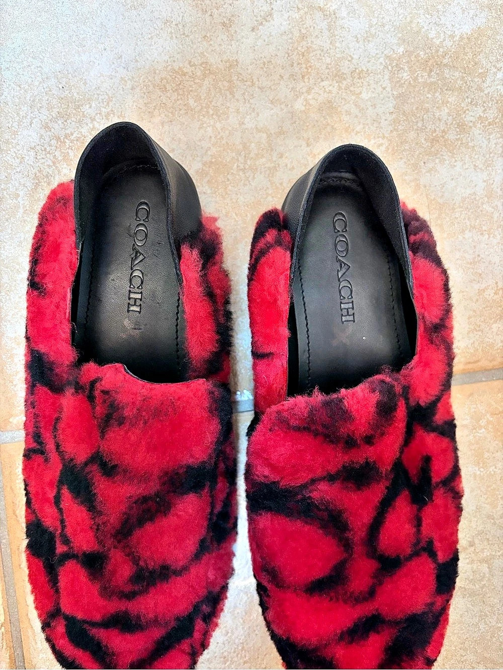 Coach Holly Slipper Red & Black Print US 7.5